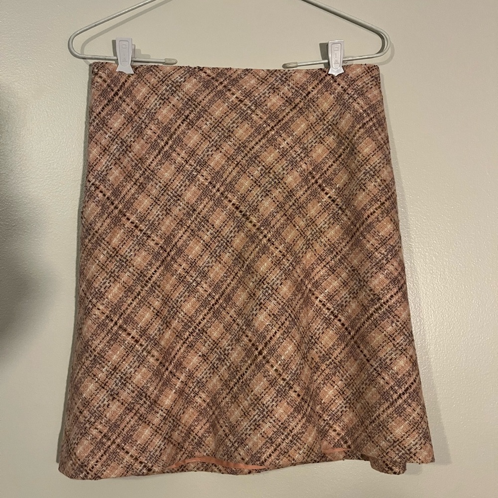 Ann Taylor Loft Petites Pink and Purple Plaid A-Line Skirt